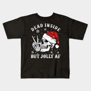 Dead Inside But Jolly AF Skeleton Santa Christmas Kids T-Shirt